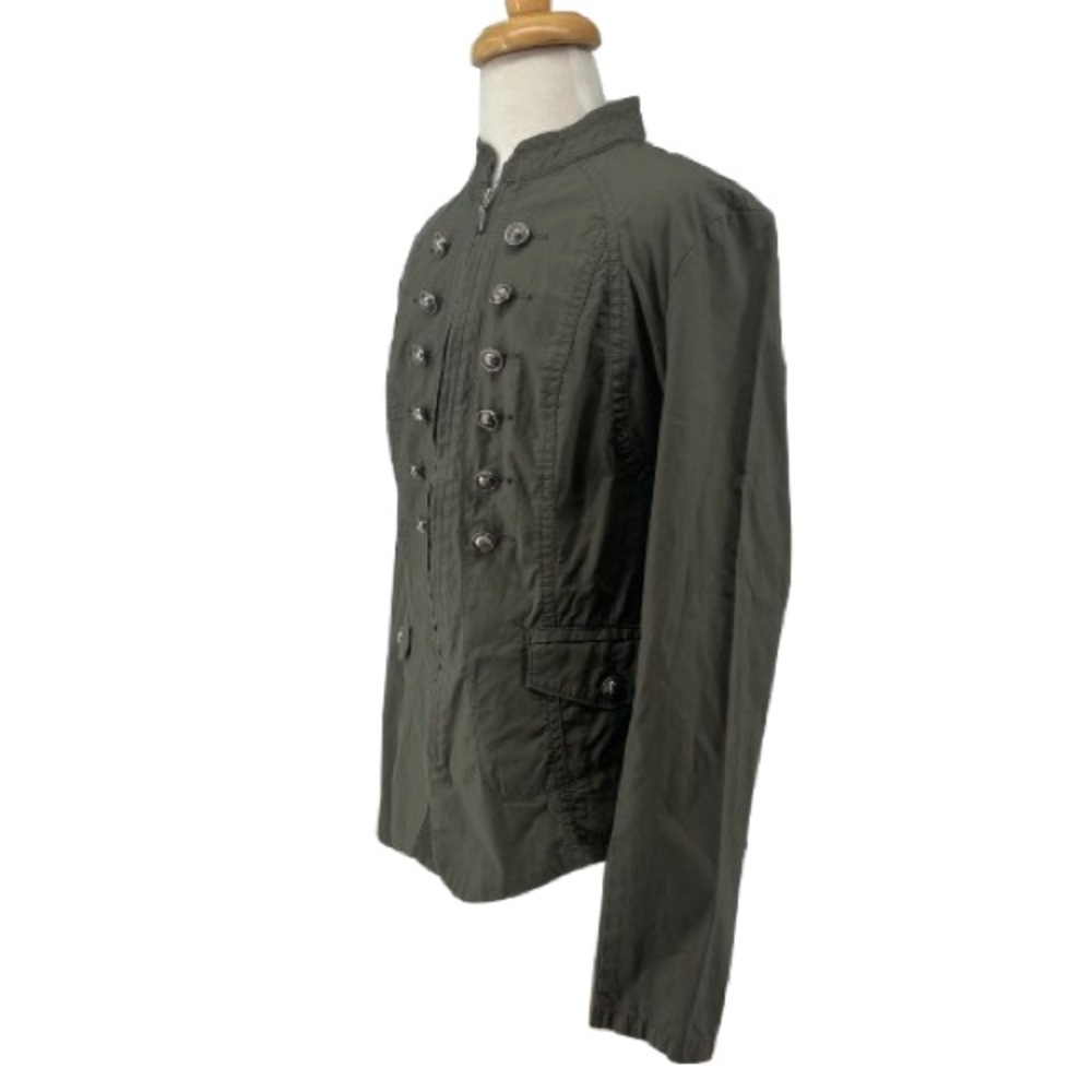 INC International Concepts Olive Green Zip Up Faux Button Military Jacket READ - Picture 7 of 13